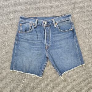 Levi's Shorts Womens 32 Blue 501 93' Cutoff Button Fly Raw Hem